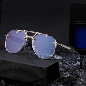 Lunettes de soleil Partagas pour hommes, style punk, semi-cerclées, double pont, protection UV400, avec logo personnalisé, pour la vente en gros - Product Image 1