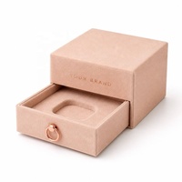 Boîte à bijoux en daim personnalisée avec poignée en or rose, insert en velours, logo estampé à chaud, boîte cadeau rigide, emballage pour bijoux