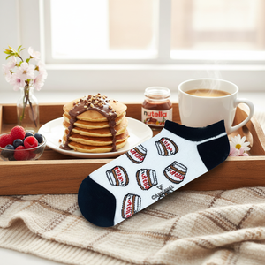 Chaussettes de luxe blanches brodées Patik, motif Nutella, respirantes, imprimé coloré pour filles, logo personnalisé, taille unique, usage quotidien printemps - Product Image 3