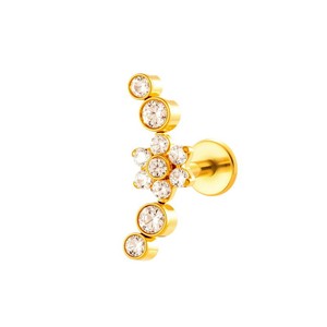 Nouvelles boucles d'oreilles en titane G23/F136 à filetage interne, incrustées de zircon, forme géométrique, pour piercing de cartilage - Product Image 4