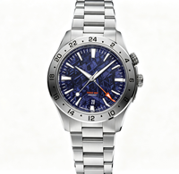 Montres mécaniques pour hommes de 40 mm alimentées par un mouvement Miyota 9075 GMT automatique, cadran en météorite véritable avec BGW9