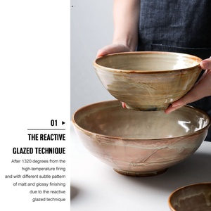 Cuenco de cerámica para restaurante y Hotel, porcelana esmaltada reactiva de estilo japonés único, para Pasta, sopa, <span class=keywords><strong>Ramen</strong></span>, Udon, fideos, venta al por mayor - Product Image 3