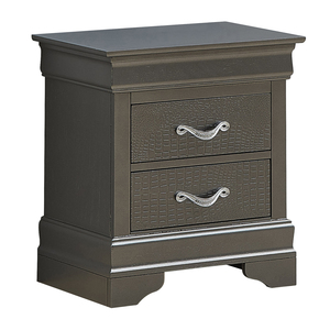 Metallic Black Nightstand With <b>Drawers</b> Modern Bedroom <b>Storage</b> <b>Drawer</b> Unit - Product Image 2