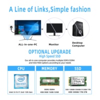 PC AIO LED 23,8 inci Core I3/i5/i7 Barebone Desktop Bisnis dengan Windows 10, RAM 4GB-32GB, Penyimpanan SSD+HDD