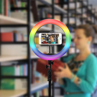 Anneau lumineux circulaire 14 pouces RGBCCT avec support de téléphone trépied pour la photographie vidéo YouTube Aros De Luz LED éclairage RVB
