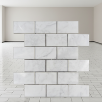 Mosaïque de marbre blanc Carrara de 3 x 6 pouces, carrelage mural décoratif d'intérieur