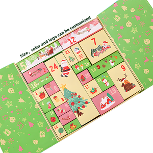 Custom Disposable Rigid Paperboard Mystery Advent Calendar <b>Christmas</b> Theme Countdown <b>Gift</b> <b>Box</b> with 24 Drawers for Candle Wallet - Product Image 1