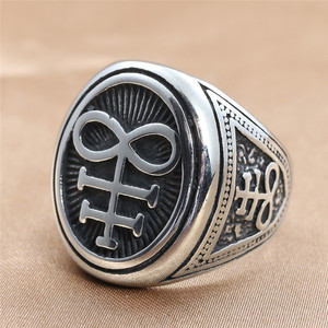Anello Vintage con Croce di Leviathan MECYLIFE in Acciaio Inossidabile, Gioielli Satanici per Uomo - Product Image 2