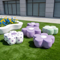 Banc Moderne en Fibre de Verre Grande Fleur pour Parc d'Attractions, Sculpture Florale Commerciale Durable pour Patio, Centre Commercial, École