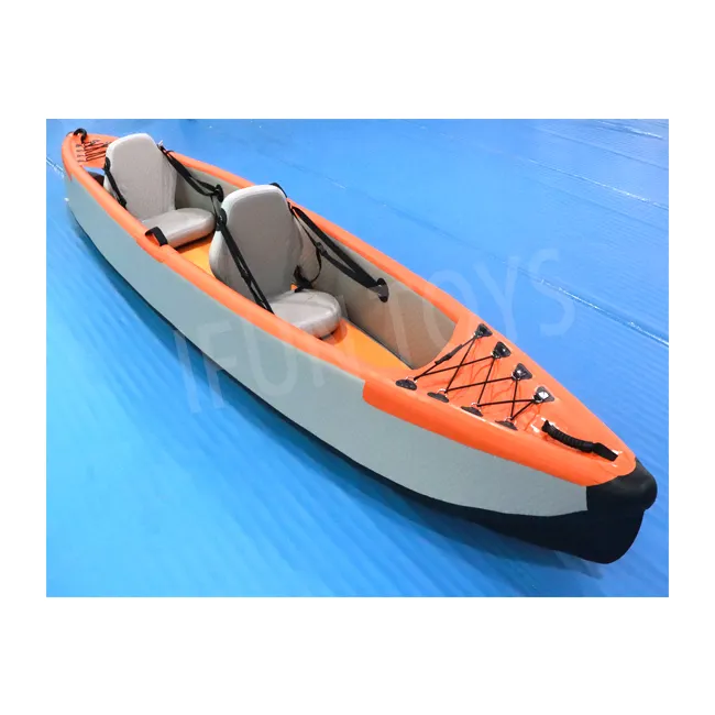 2 orang Drop Stitch lipat kano perahu air putih laut Kayak tiup dengan kursi dan dayung untuk air menyenangkan