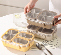 Boîte à lunch en acier inoxydable à 2/3/4 compartiments pour enfants, boîte à lunch bento, boîte à lunch bento compatible micro-ondes, boîte à lunch portable, boîte à lunch tiffin