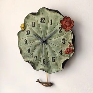 <span class=keywords><strong>Reloj</strong></span> de pared grande para el hogar, mercancía decorativa de lujo, <span class=keywords><strong>reloj</strong></span> de pared de hoja de loto Pastoral de 14 pulgadas, <span class=keywords><strong>reloj</strong></span> silencioso para el hogar para sala de estar - Product Image 1