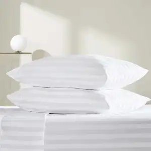 Juego de sábanas de algodón de lujo con rayas de satén blanco de calidad de hotel de colección Fábrica al por mayor multiusos