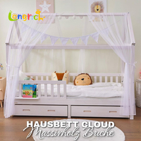 Lit enfant moderne en bois massif couleur naturelle 204x96x170cm, design Montessori, durable, avec sommier à lattes réglable, chambre à coucher, salon