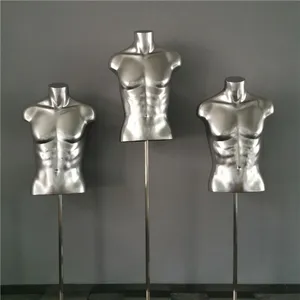 Wholesale Fashion store window display fiberglass silver color male Mannequin Bust