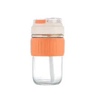 In Stock 17oz Coffee Cup Milk Cups Glass Tumbler With Lid And Straw Cup Glass Water Bottle for kids