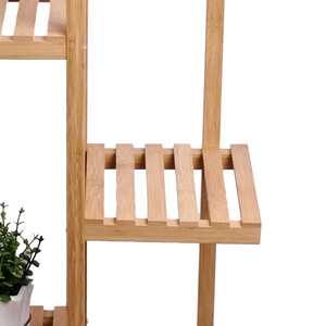 Multi-tiered indoor/home balcony storage rack, bamboo, space-saving living room <b>planter</b>, floor-standing potted <b>planter</b>, - Product Image 4