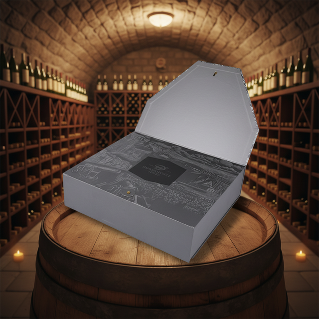 Wholesale Luxury Double Door Rigid Packaging Box 4 Bottles Gift Box Art Paper+Grey Board Wine Glasses Matt Lamination Embossing