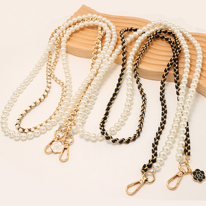 Đôi Dây chuyền ngọc trai dây đeo cổ tay điện thoại da chuỗi điện thoại trường hợp dây đeo cổ tay dây chuyền vàng da đen điện thoại quyến rũ - Product Image 4