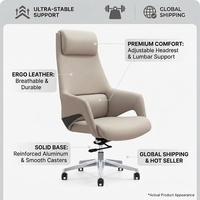 Chaise de direction moderne de luxe en cuir PU, ergonomique, inclinable, réglable en hauteur, pivotante, de haute qualité