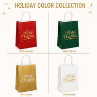 Collection de sacs cadeaux en papier kraft personnalisés pour Noël, emballage festif rouge et or de luxe, sac écologique à poignée torsadée