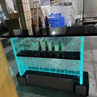 Comptoir de réception incurvé LED avec bulles d'eau, table en plastique, lumière RGB, moderne, pour bar commercial, bar à domicile, centre commercial, hôtel