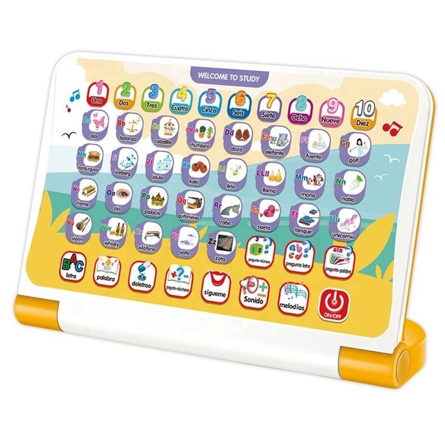 Kids English / Spanish Tablet Learning Machine Toy Montessori Early Education Language Learning Pad Electronic Laptop Study Toy