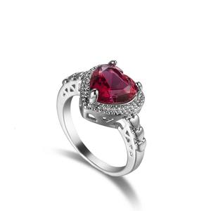 Anello in Rame con Zircone <span class=keywords><strong>Rosso</strong></span> <span class=keywords><strong>Vino</strong></span> a Forma di Cuore, Regalo di Alta Qualità per San Valentino - Product Image 6