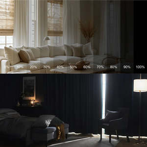 ผ้าม่านยาวพับได้สีน้ำตาลผ้าลินินผ้าโพลีเอสเตอร์ผสมสำหรับห้องนั่งเล่น - Product Image 5