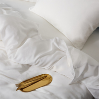 Ensemble de draps plats blancs en bambou pour hôtel 5 étoiles, drap de lit Queen Size avec taie d'oreiller, couettes, ensembles de literie
