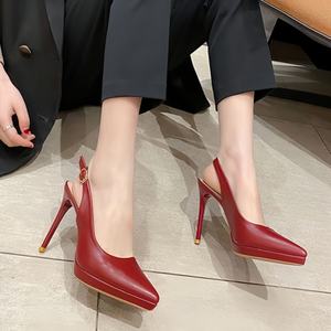 รองเท้าแตะหนังสิทธิบัตรสำหรับผู้หญิง, รองเท้าส้นเตี้ยรองเท้าส้นตึกหัวแหลมรองเท้าส้นบางสำหรับงานปาร์ตี้งานพรอมฤดูร้อน - Product Image 3