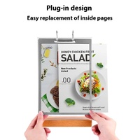 Rak Display Desktop kayu Beech tanda meja Menu Loose-Leaf ramah lingkungan harga promosi grosir untuk Menu kartu buku kayu