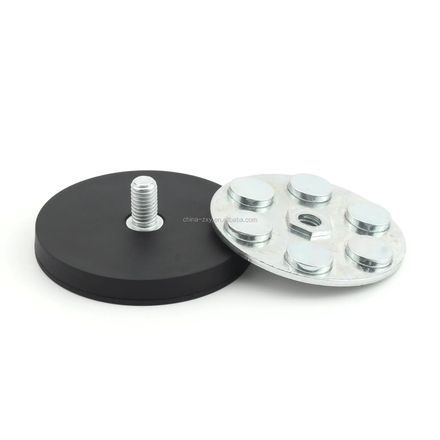 Rubber coated magnet with external/male thread for led light spotlight mounting