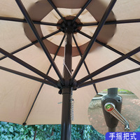 Parasol publicitaire manuel de 27 mètres à mât central en tube de fer, imprimé sur mesure, pour terrasses, zones panoramiques et établissements de restauration