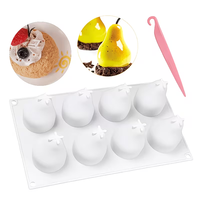 Moule en silicone 8 cavités en forme de poire pour crème glacée, moules à gâteau mousse 3D, moules à dessert français DIY, outils de pâtisserie, décoration de gâteaux