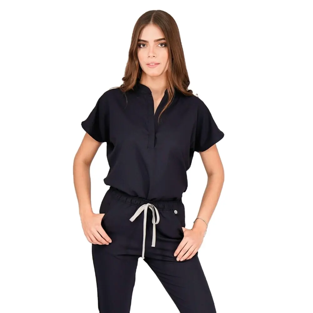 스크럽 세트 베트남 인쇄 및 착용 직원 여성 이름 패브릭 의료 스크럽 정장 유니폼