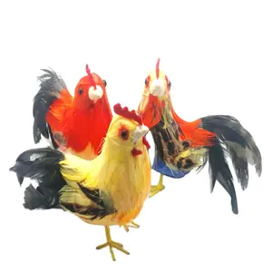 최신 제품 시뮬레이션 깃털 새 서 생활 크기 닭 다채로운 농장 정원 장식품 암탉 수탉 장식
