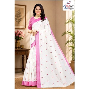 Sari en coton Ajmera doux et élégant, imprimé traditionnel, séchage rapide, toutes saisons, tenue ethnique tendance pour femme – Collection - Product Image 2