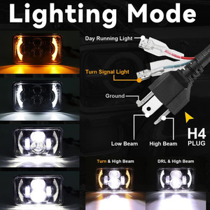 5 Inch Square <b>Led</b> <b>Work</b> <b>Light</b> 4x6 Truck Headlight With Yellow Turn Signal Dot Sae E9 Off Road Lighting - Product Image 4