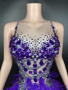 Robe décontractée longue en dentelle, nouvelle collection, style tendance, pour la danse latine, avec jupe à plumes, idéale pour la scène - Product Image 5