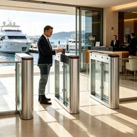 Porte tournante en acier inoxydable 304, scanner de codes QR bidirectionnel, reconnaissance faciale pour supermarché, vente en gros d'usine