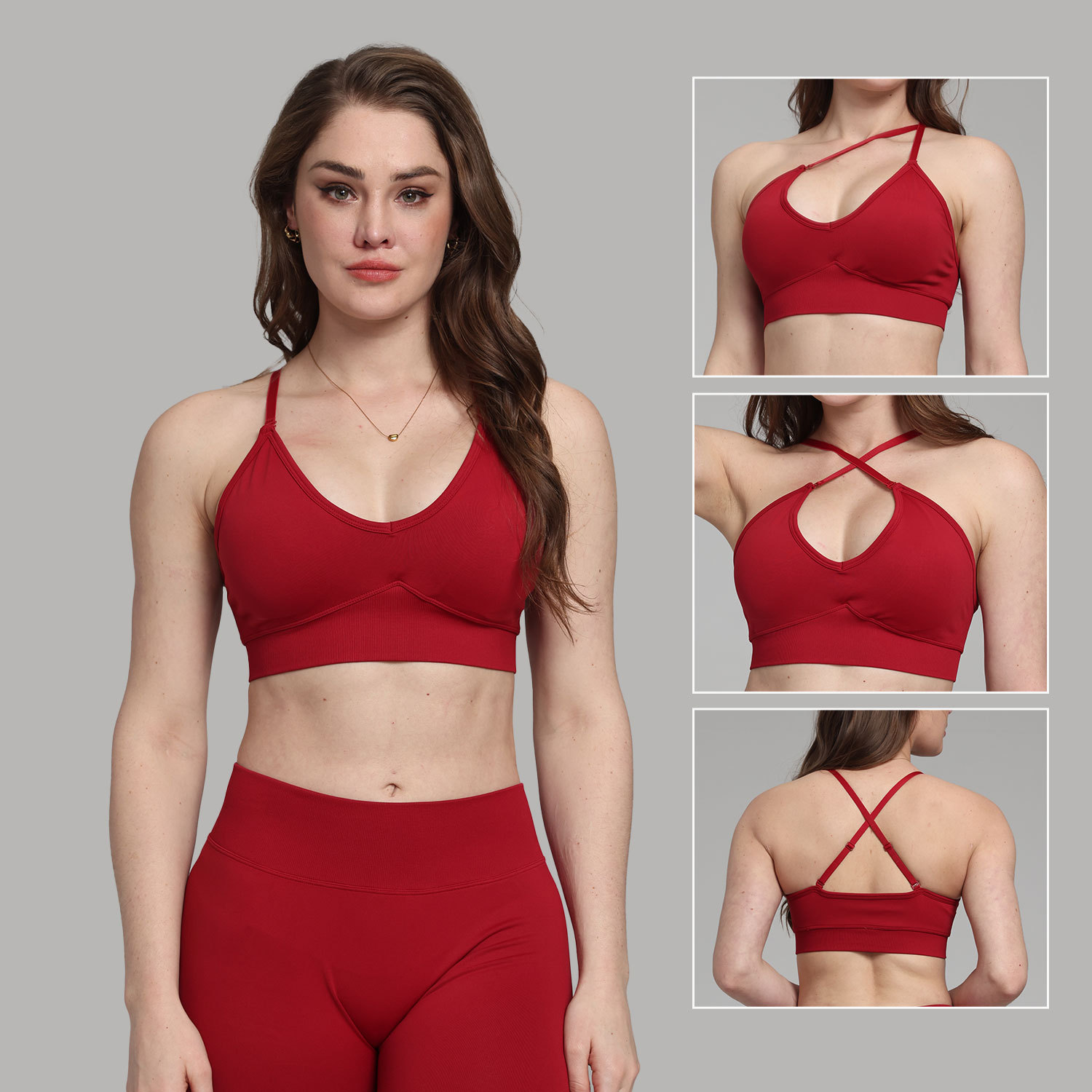 Women's Sportswear Solid-color Seamless Yoga Top with Fitness Stretch Cross Top
