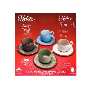 Set of 4 ceramic coffee <b>cups</b> with <b>saucer</b> HELIOS Assorted colors Art 48 - Product Image 2