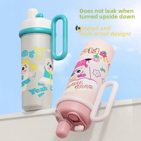 Nouveau mignon grande capacité 316 tasse à eau en acier inoxydable dessin animé créatif Double boisson avec poignée paille Thermos tasse