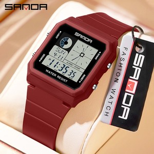 SANDA 2216 นาฬิกาดิจิตอลสำหรับผู้ชายแฟชั่นสแควร์,นาฬิกาข้อมือกีฬากลางแจ้งอเนกประสงค์พร้อมจอแสดงผลส่องสว่าง, กันน้ำ - Product Image 2