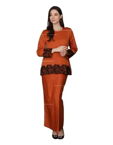 มาใหม่ล่าสุดปี 2024baju kurung moden พร้อมการออกแบบเสื้อผ้ามุสลิมแบบดั้งเดิมแบบลูกไม้