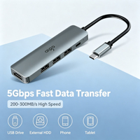 Hub de connexion multiport Aigo Type-C 5-en-1, USB3.0 USB2.0, 100W PD pour périphériques multiples, travail quotidien professionnel