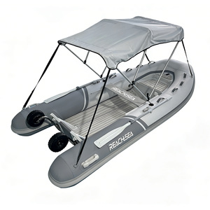 Bote Inflable Rígido REACHSEA UT360 con Casco de Aluminio en Gris Oscuro y Claro, con Ruedas Grandes y Toldo - Product Image 1
