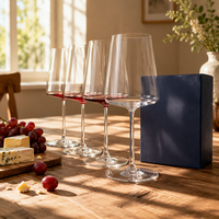 Verre à vin rouge en cristal à bord carré, pied long, transparent, avec boîte cadeau, pour mariage, banquet, bar à domicile, vaisselle de bar, vente en gros
