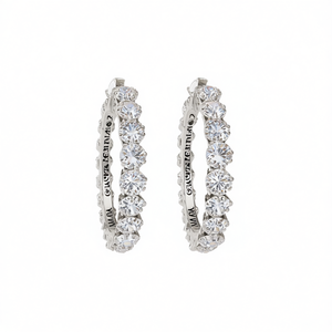 Orecchini a cerchio Tomasz Kenna placcati oro con cristalli rotondi incastonati a griffe, gioielli classici da donna per feste E488 - Product Image 1